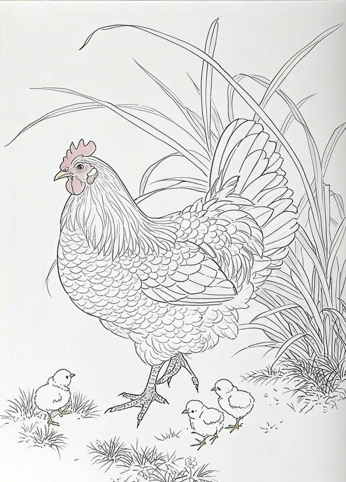 mẫu gà mái dễ tô cho trẻ em