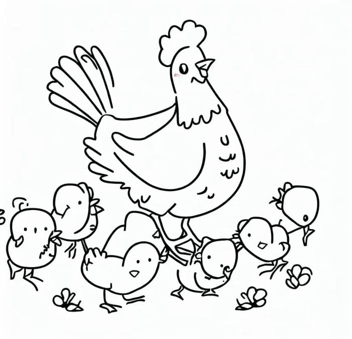 mẫu gà mái hoạt hình để tô màu