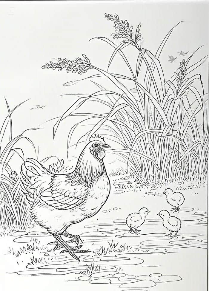 mẫu gà mái nét nhẹ dễ tô