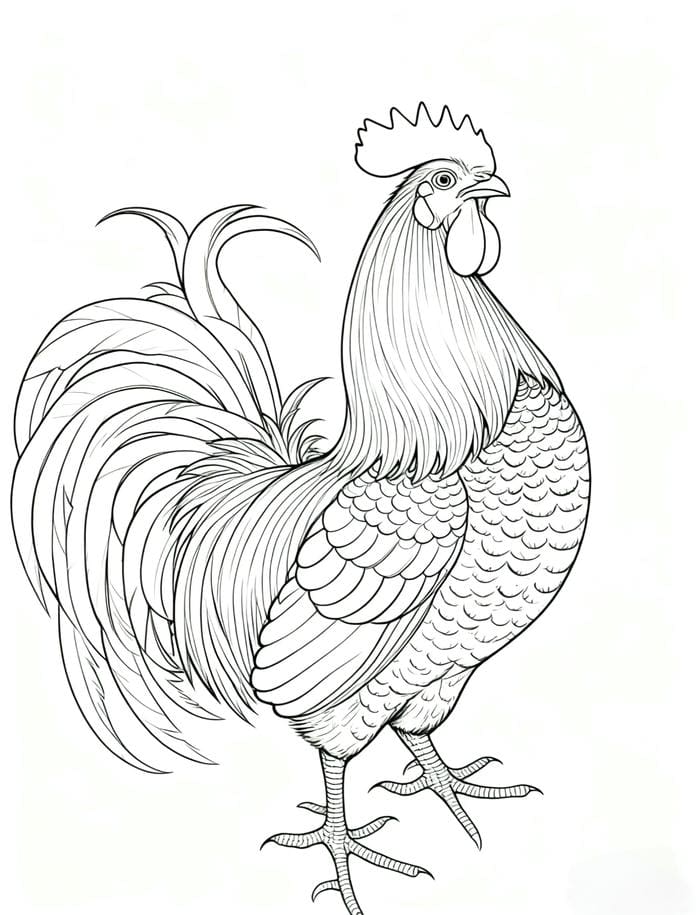 mẫu gà trống đường viền rõ