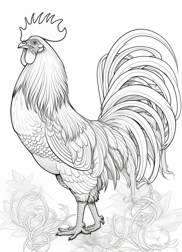 mẫu gà trống tập tô đơn giản