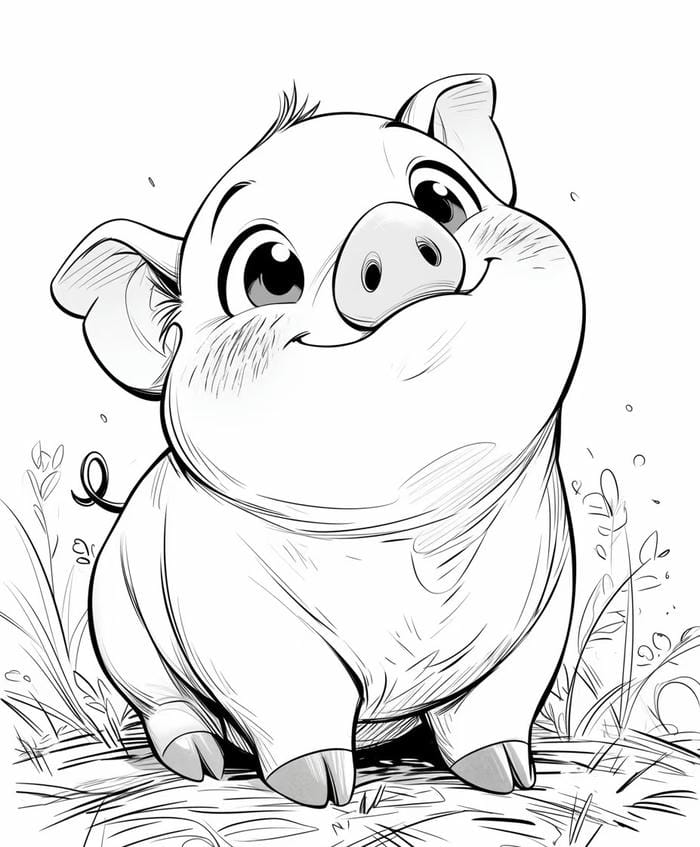 mẫu heo hoạt hình để tô màu