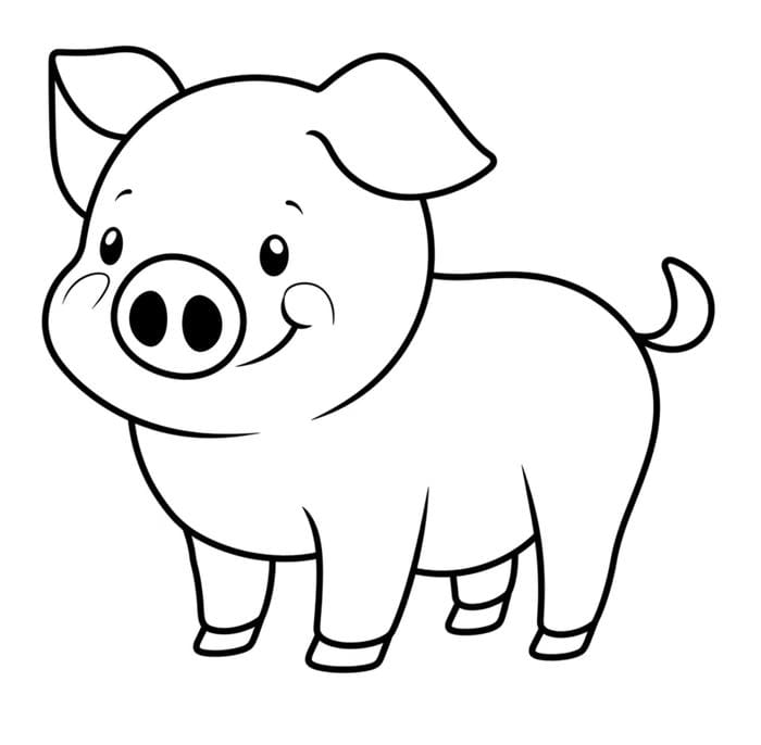mẫu heo tô màu đơn giản