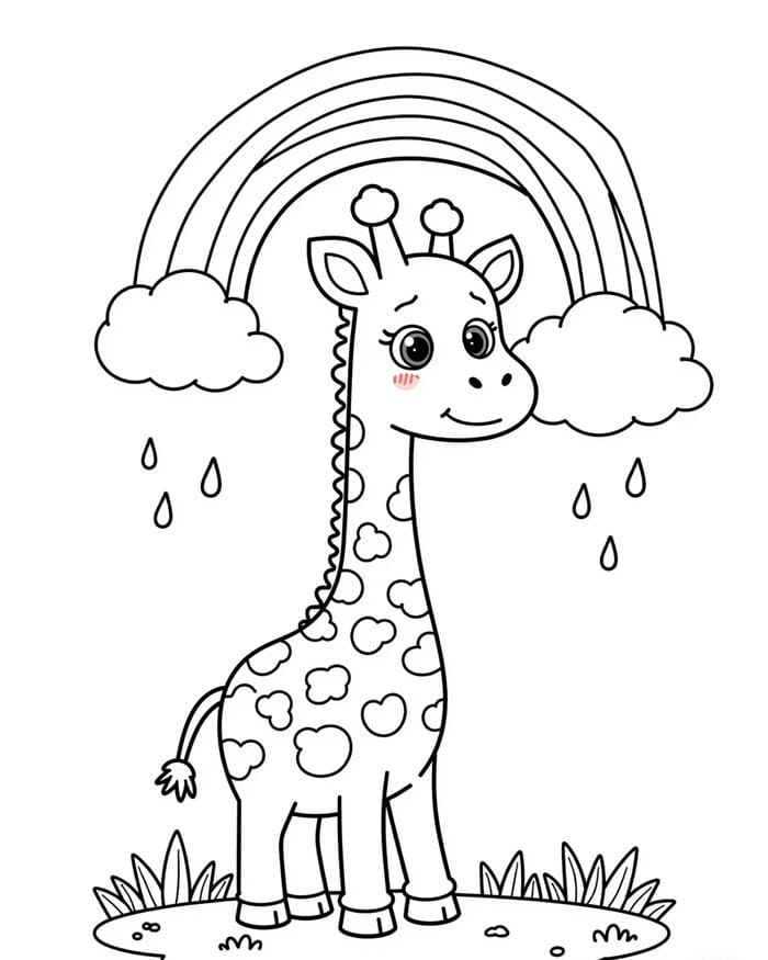 mẫu hươu cao cổ dễ tô cho trẻ em