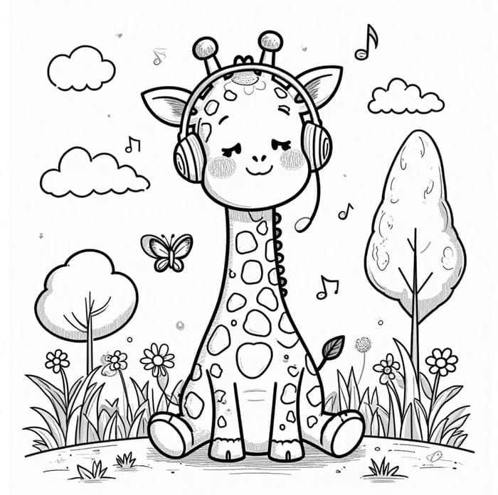 mẫu hươu cao cổ hoạt hình để tô màu