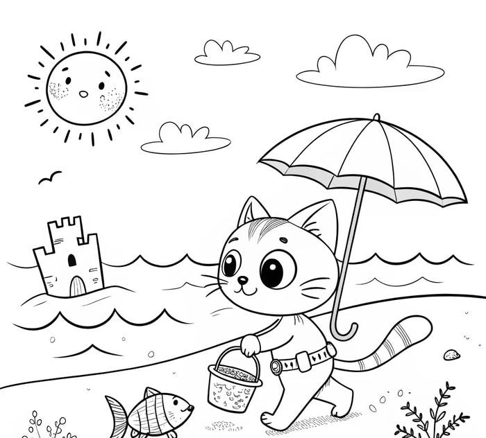 mẫu mèo hoạt hình để tô màu