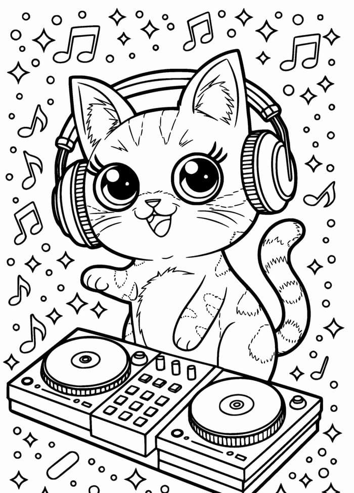 mẫu mèo tô màu đơn giản