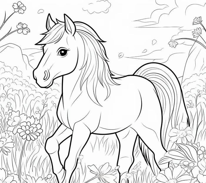 mẫu ngựa tô màu đơn giản