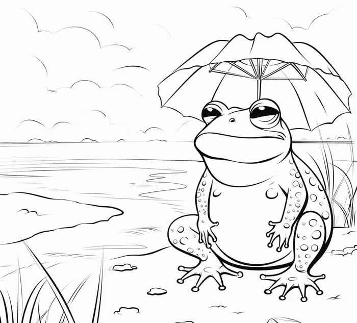 mẫu phác họa ếch để tô màu