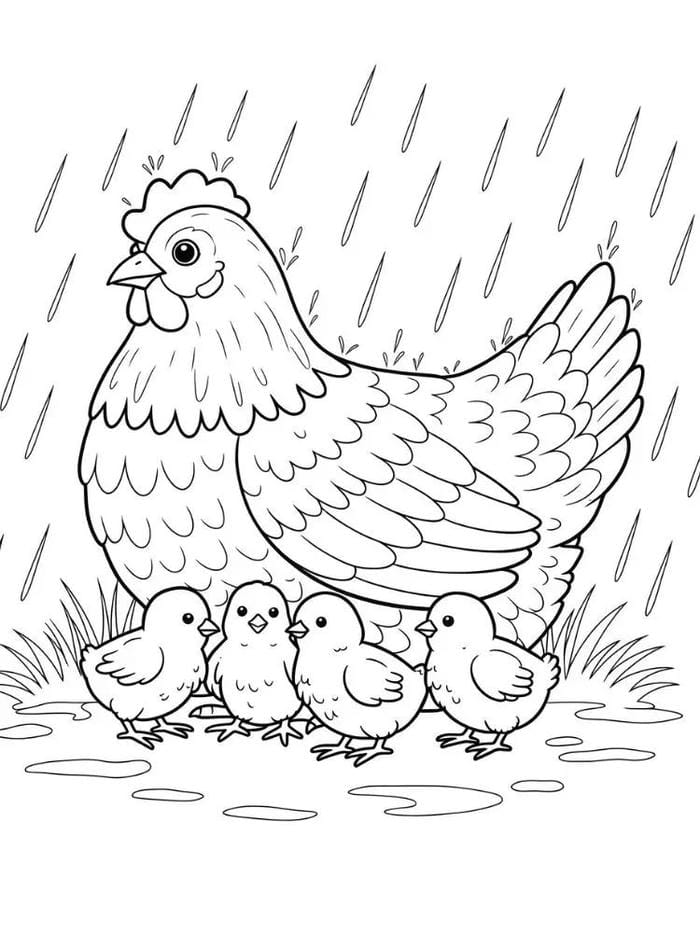 mẫu phác họa gà mái để tô màu