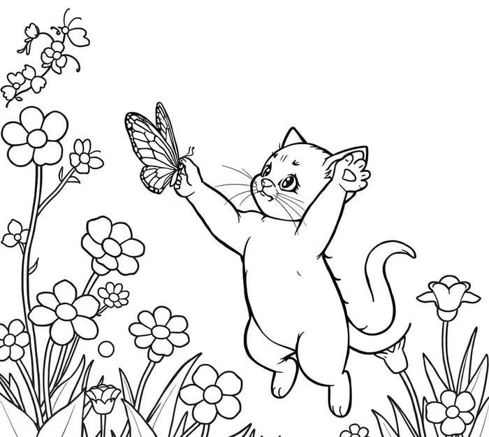 mẫu phác họa mèo để tô màu