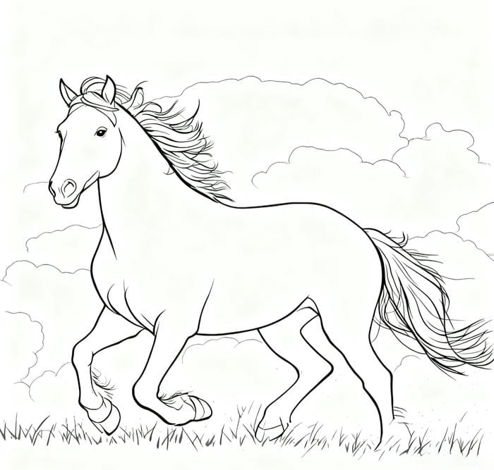 mẫu phác họa ngựa để tô màu