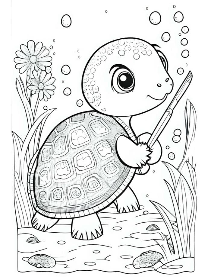 mẫu rùa hoạt hình để tô màu
