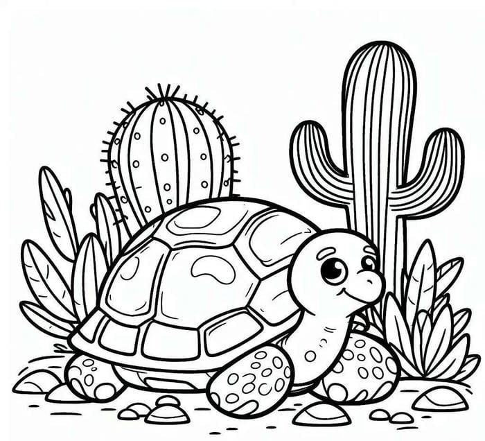 mẫu rùa tô màu đường viền to