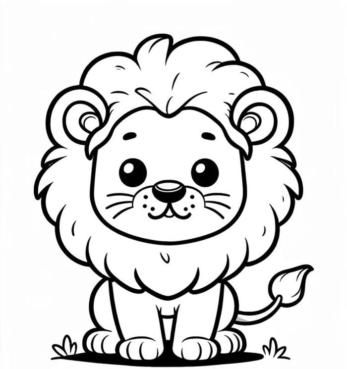 mẫu sư tử đen trắng luyện tô nét