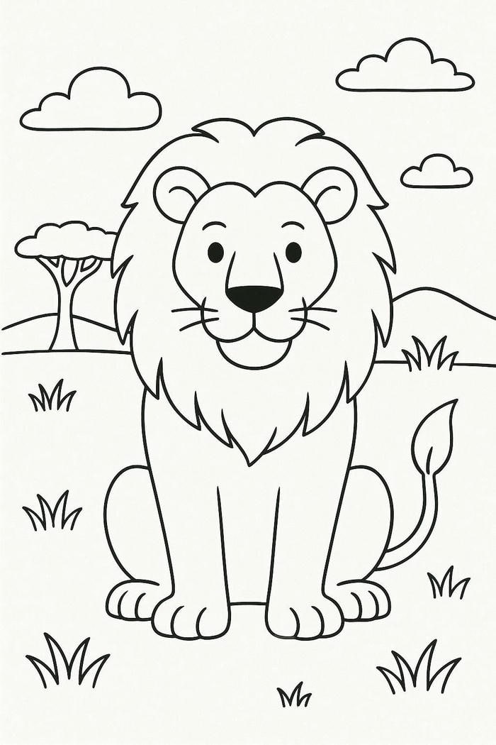 mẫu sư tử nét nhẹ dễ tô