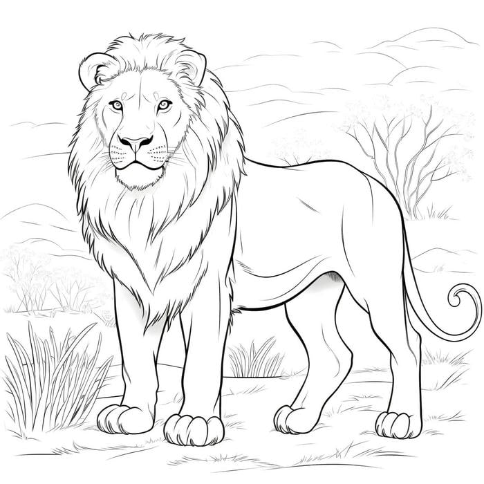 mẫu sư tử tô màu đơn giản