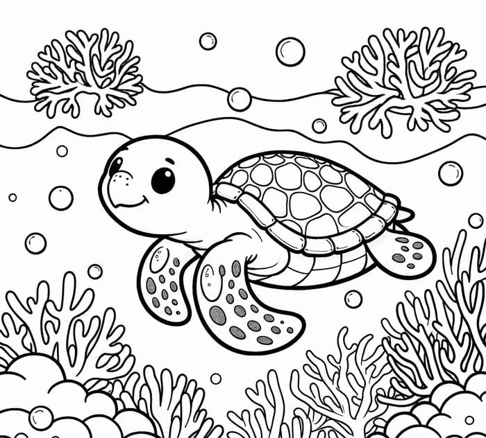 phác họa rùa cho bé tô nét