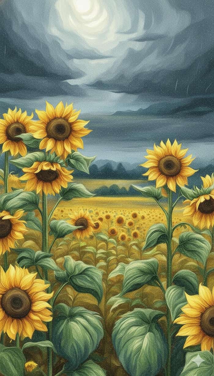 phong cảnh tranh vẽ hoa hướng dương