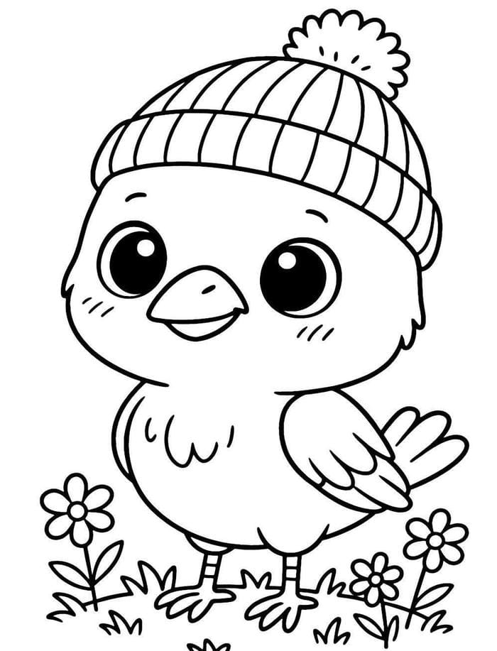 tô màu gà con hình dễ thương