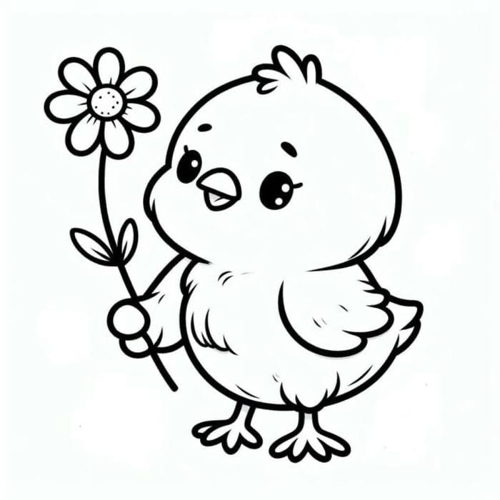 tô màu gà con phong cách hoạt hình