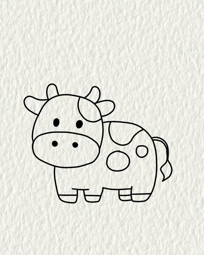 tranh bò phác thảo thiếu nhi