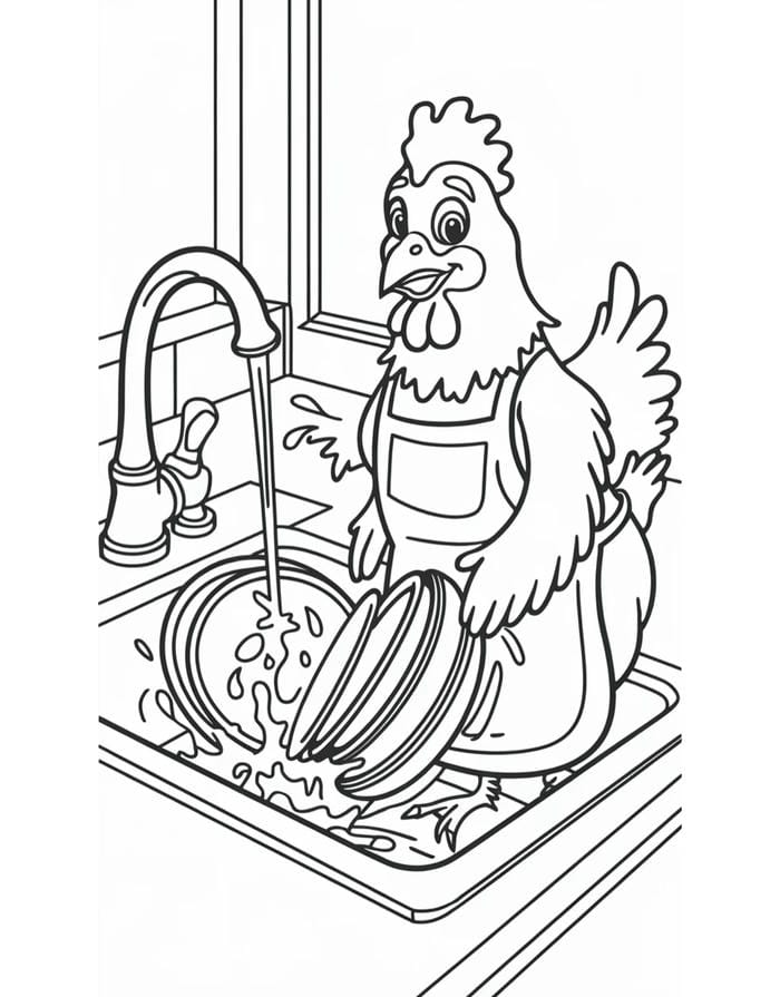 tranh gà mái học tô cơ bản