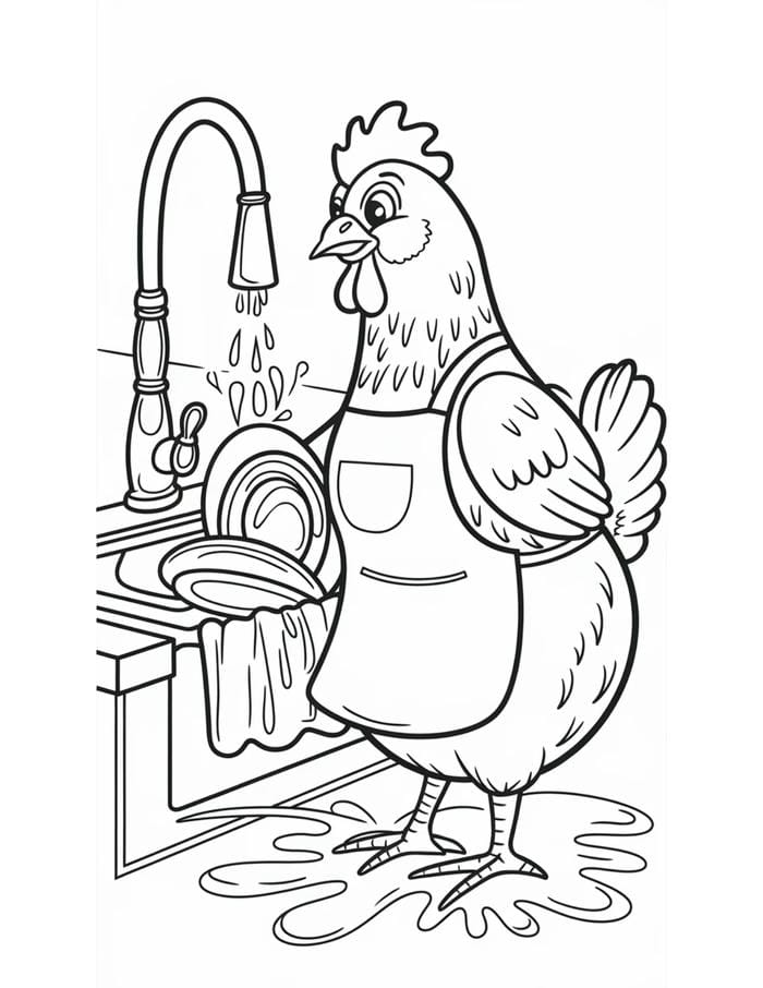 tranh gà mái phác thảo cho bé