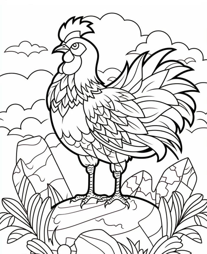 tranh gà trống cơ bản mẫu giáo