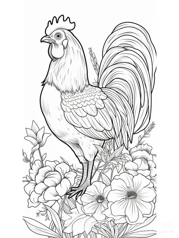 tranh gà trống luyện kỹ năng tô