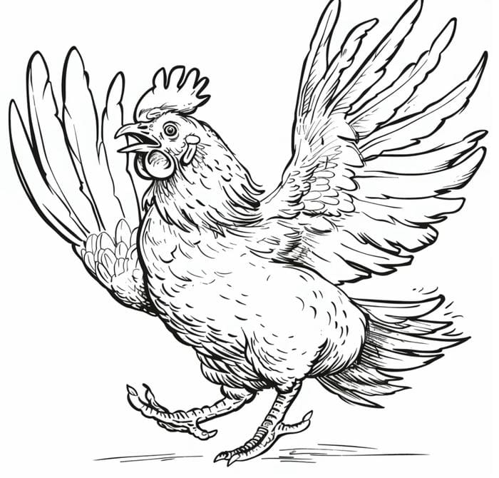 tranh gà trống trắng đen thiếu nhi