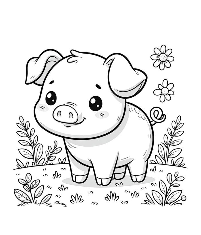 tranh heo hỗ trợ bé rèn kỹ năng tô