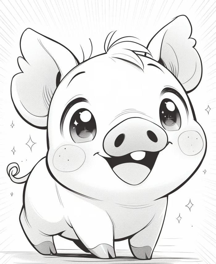 tranh heo phác thảo cho bé