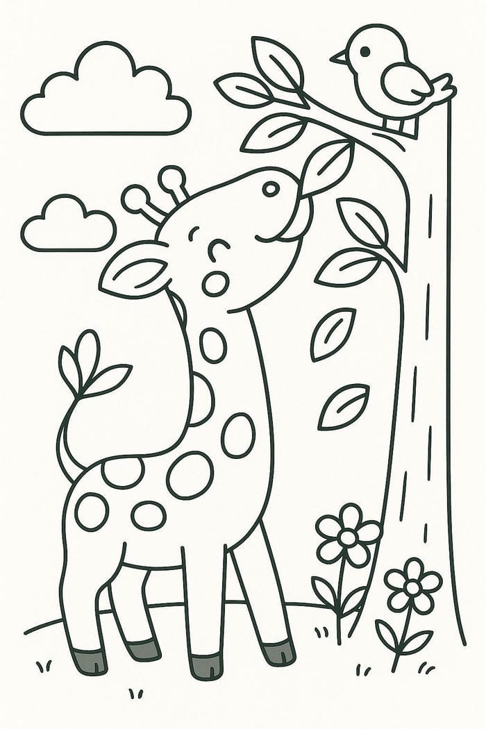 tranh hươu cao cổ rèn kỹ năng tô