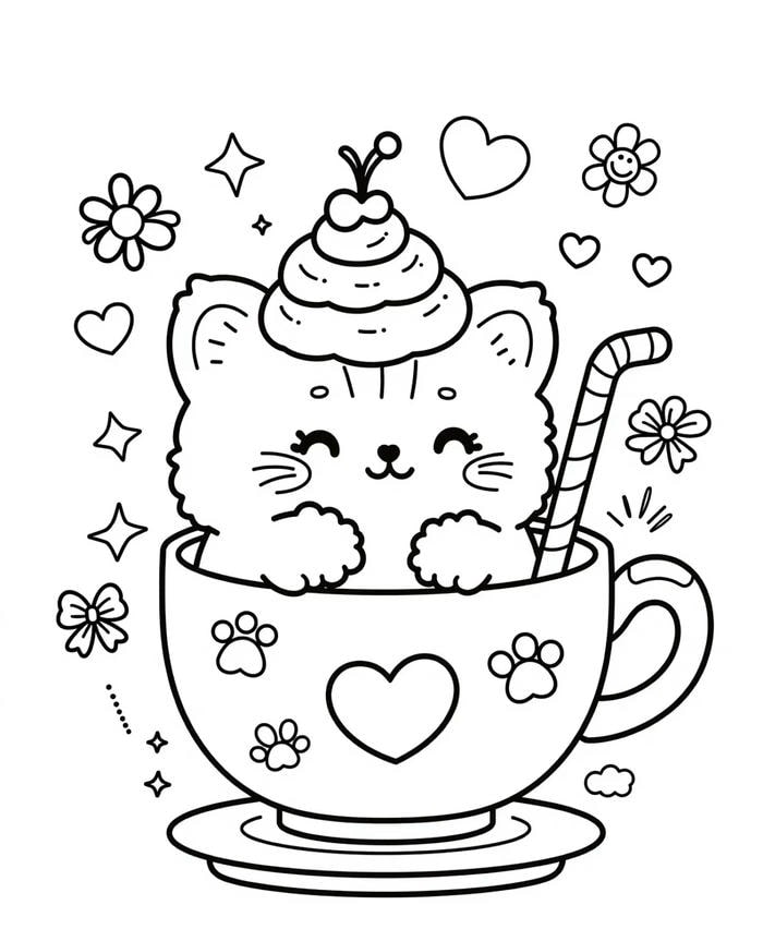 tranh mèo trắng đen thiếu nhi