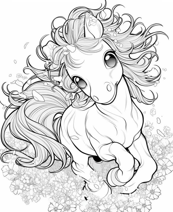 tranh ngựa hỗ trợ bé rèn kỹ năng tô