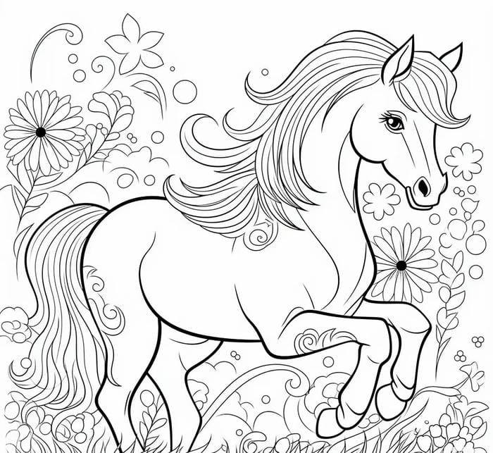 tranh ngựa phác thảo cho bé