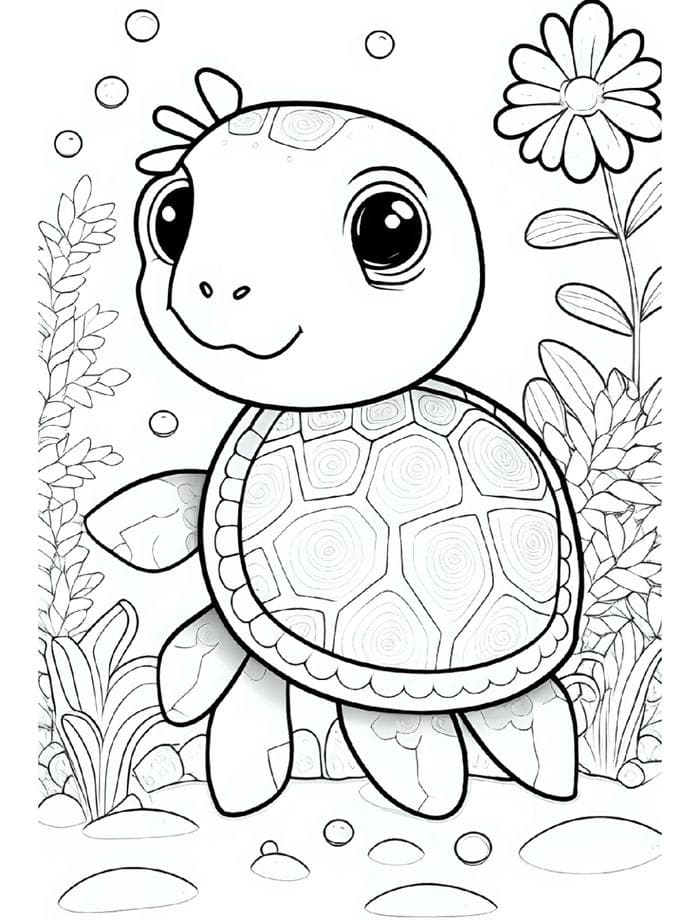 tranh rùa đường viền cho bé màu