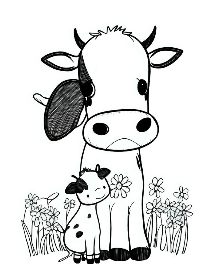 tranh tô màu bò dễ cho bé
