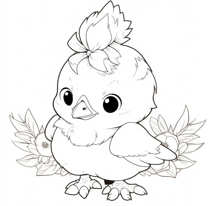 tranh tô màu con gà con nhiều màu