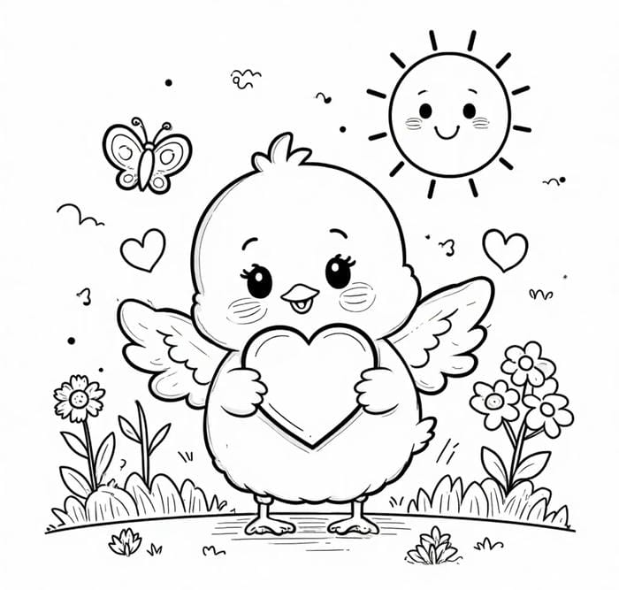 tranh tô màu đàn gà con dễ thương