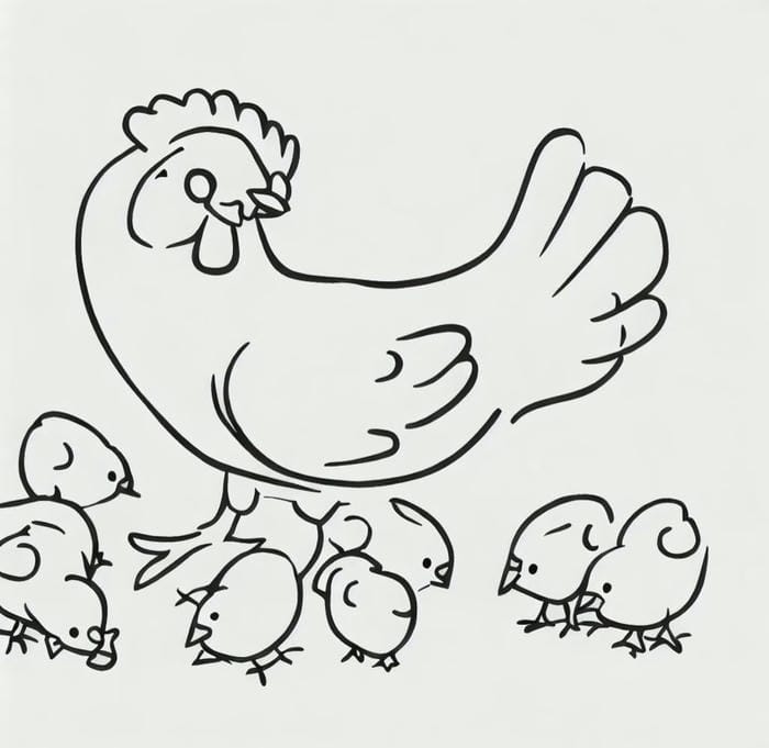 tranh tô màu gà mái đơn giản