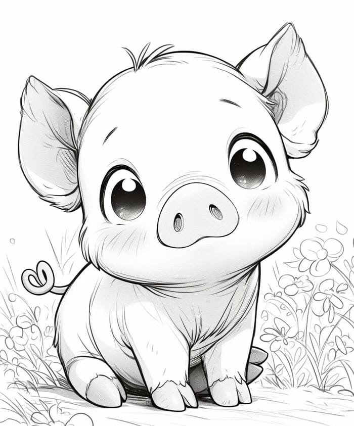 tranh tô màu heo đơn giản