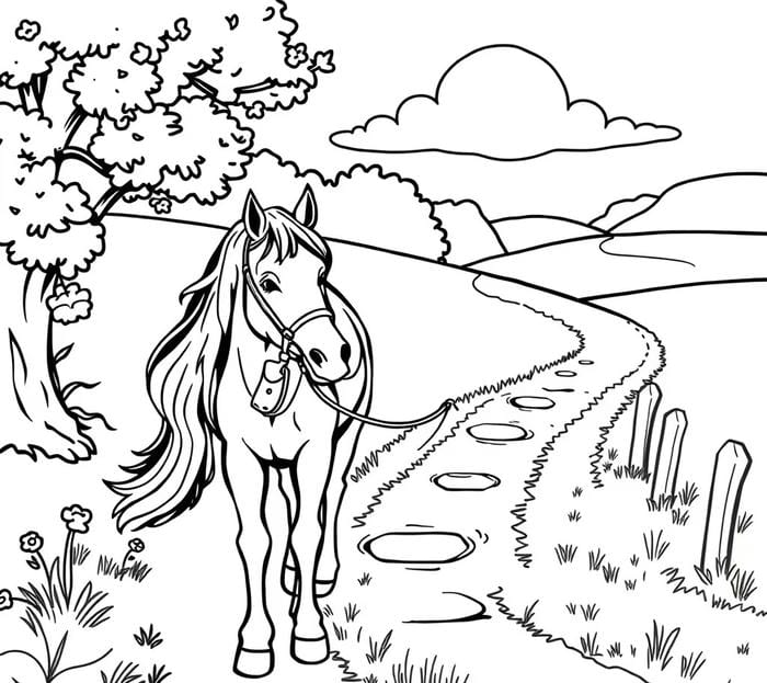 tranh tô màu ngựa đơn giản