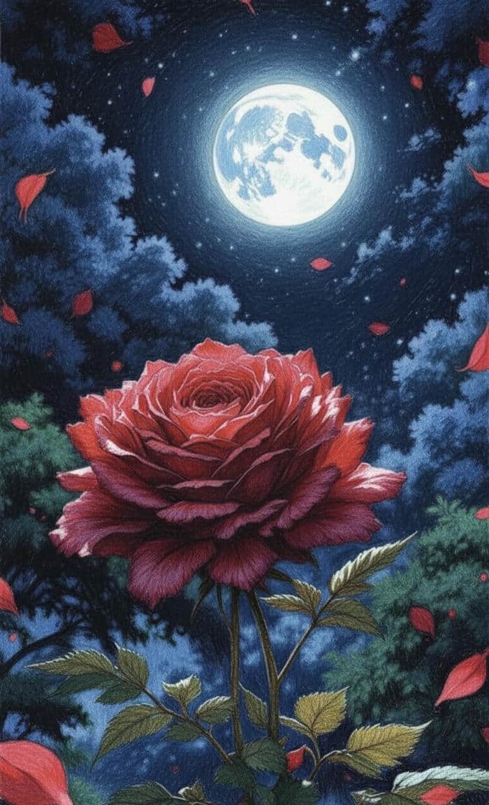 tranh vẽ hoa hồng nghệ thuật huyền ảo
