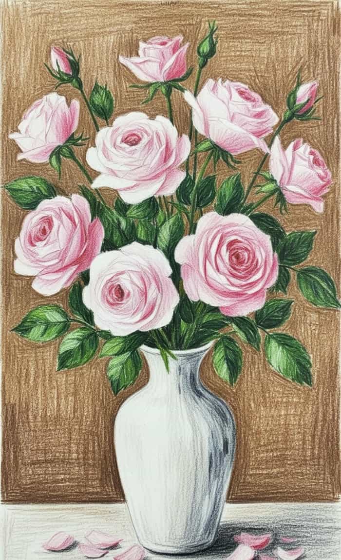 tranh vẽ hoa hồng nghệ thuật phong thái tao nhã