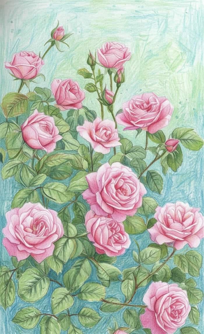tranh vẽ hoa hồng phong cách mềm mại