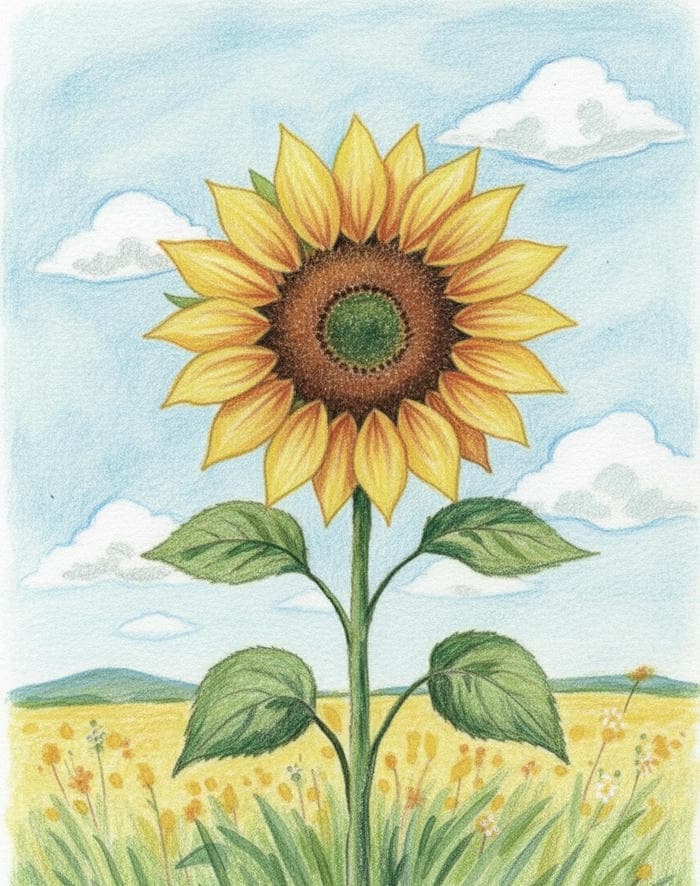 tranh vẽ hoa hướng dương đơn giản dễ thương