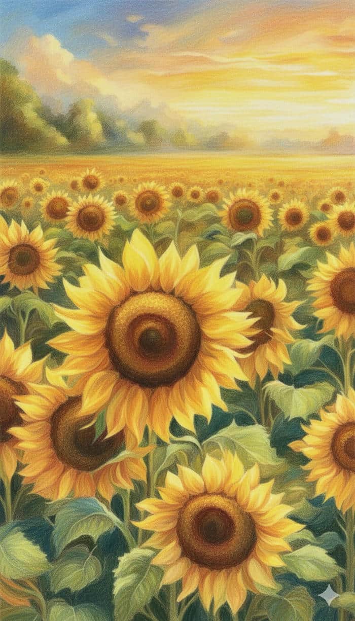 tranh vẽ hoa hướng dương đơn giản dễ vẽ