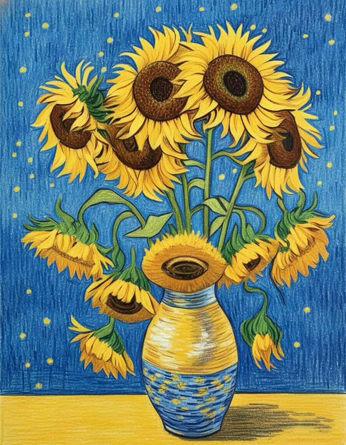 tranh vẽ hoa hướng dương đơn giản đẹp
